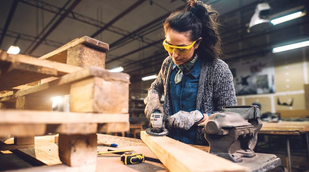 Joiner working in her workshop