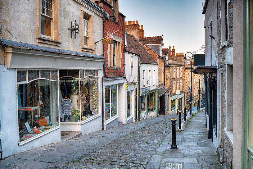 Empty cobbled high street
