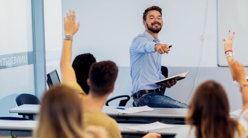 Teacher asking students questions